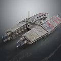 Futuristic Interstellar Spaceship With Detailed Metallic Surface And Multi Thruster Design
