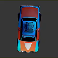 Colorful Cartoon Style Car With Roof Rack Luggage And Vibrant Blue Red Orange Design
