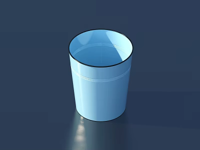 Light Blue Cup With Black Rim And Wavy Lines On Dark Surface 3d model