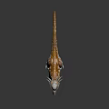 Colorful Horned Dinosaur With White Orange Red Skin In Standing Pose Realistic