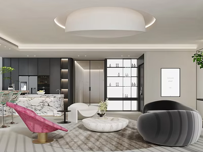 Modern Beauty Hair Salon Interior Design With Styling Chairs And Product Shelves 3d model