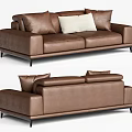 Brown Leather Two Seater Sofa With Modern Design And Soft Comfortable Cushions