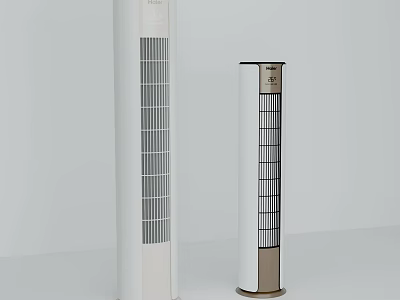 Two Modern White Tower Air Conditioner Fans With Sleek Grille And Vertical Design 3d model