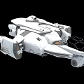 White Futuristic Combat Space Weapon With Armored Hull And Black Glass Canopy