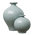 Celadon Ceramic Vessels with Crackle Glaze in Various Decorative Shapes for Home Decor