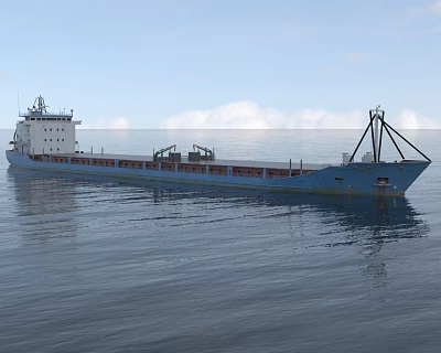 Large Blue Cargo Ship On Calm Sea 3d model Large Blue Cargo Ship On Calm Sea 3d model