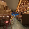 Natural Restaurant Interior With Lotus Flowers Lily Pads Water Feature And Wooden Benches