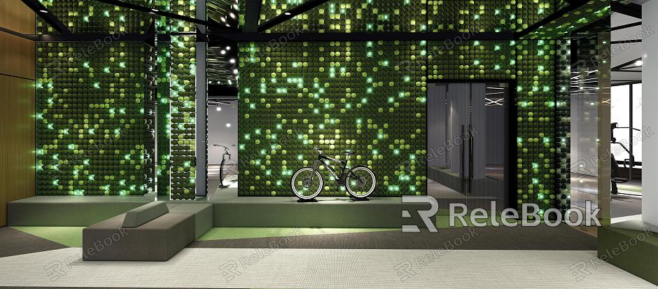 Green plant luminous wall bicycle leisure sofa combination model