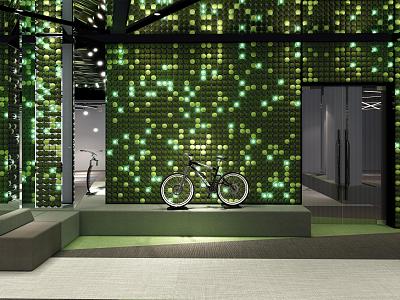 Green plant luminous wall bicycle leisure sofa combination model