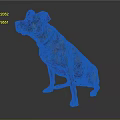 Brindle Brown Dog Portrait Sitting Looking Sideways Wearing Collar On Gray Background