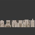 Various Architectural Building Model Components With Walls Windows Doors And Stairs