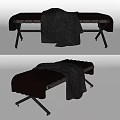 Modern Grey Ottoman Footstool With Soft Blanket Leather Surface And Metal Legs