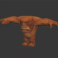 Orange Monster Character With Open Arms And Fierce Expression 3d model