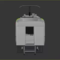 Modern Light Rail Train Exterior With White Body Green Accents And Windows