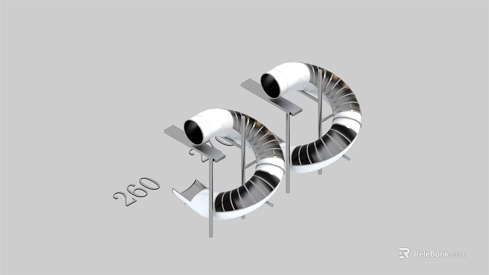 Spiral Playground Equipment With Black White Design And Metal Stand Model 260 3d model 
