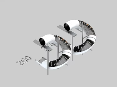 Spiral Playground Equipment With Black White Design And Metal Stand Model 260 3d model