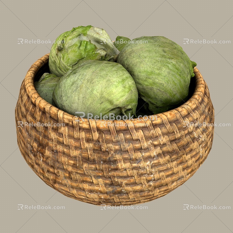 Modern basket cabbage vegetables 3d model