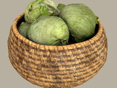 Modern basket cabbage vegetables 3d model