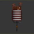 Functional Mobile Coffee Cart with Striped Awning Wooden Stools and Coffee Machines