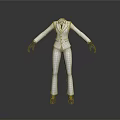 Elegant White Suit With Black Gloves And Blue Shoes Formal Attire