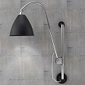 Modern Black Wall Lamp With Adjustable Metal Arm On Gray Concrete Wall