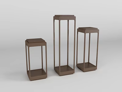 Modern Brown End Tables Set of Three with Open Frame Design 3d model