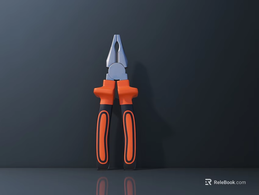 Professional Hardware Pliers with Orange and Black Handle for Gripping Tasks 3d model 