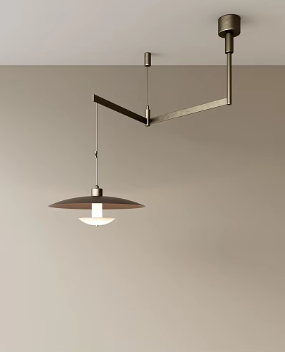 Modern Minimalist Ceiling Pendant Light With Metal Frame Double Layer Shade 3d model