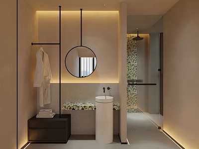 Modern SPA Sauna Interior Design With Relaxation Space Wooden Elements And Serene Ambiance 3d model