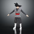 Anime Warrior Character With Spiky Black Hair Gray Top Red Belt Black Pants And White Boots