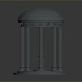 Classical Architectural Structure With Dome Roof And Circular Columns On Base Platform