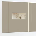 Minimalist Sofa Background Wall With Horizontal Decorative Painting And Vertical Lines