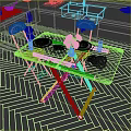 Wooden Table and Chair Set With White Frame Pink Placemats Bread Rolls And Orange Juice
