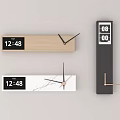 Stylish Wooden Marble And Black Clocks With Analog Digital Time 3d model