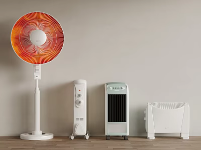 Different Types of Electric Heaters Standing Fan Oil Filled Radiator and Tower Heater 3d model