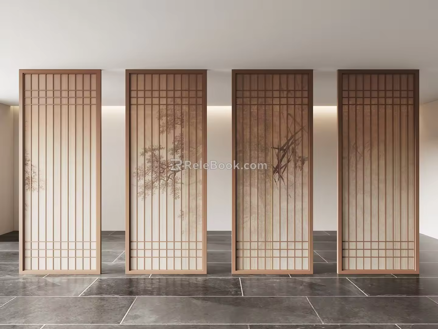 New Chinese-style screen partition 3d model