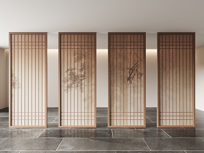 New Chinese-style screen partition 3d model