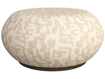 Round Beige Stool With Light Brown Geometric Pattern And Dark Base 3d model