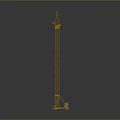 Yellow Tower Crane Construction Machinery With Tall Metal Frame And Lifting Hook