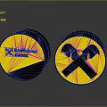 Raiffeisen Bank Logo and Hammer Symbol on Yellow Black Circular Signs