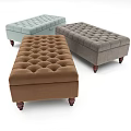 Tufted Ottomans In Multiple Colors With Wooden Legs For Living Room