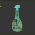 Vintage Wooden Home Decor Lute With Carved Patterns And String Details