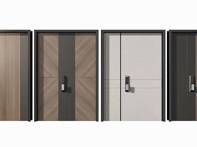 Contemporary Security Doors Featuring Multiple Designs Wooden Panels And Durable Locks 3d model