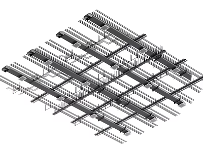 Suspended Ceiling Metal Framework With Grid Structure And Support Beams 3d model