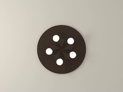 Modern Wall Light With Circular Dark Brown Frame And Star Shaped White Lamps 3d model