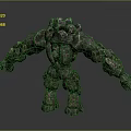 Stone Golem Game Movie Character With Detailed Rocky Humanoid Body Structure