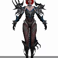 Woman With Red Hair In Metallic Armor And Spiked Shoulders Fantasy Character Design