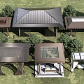 Other Outdoor Structures with Various Roof Designs Metal Wooden and Glass Elements in Garden