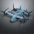 Multi Rotor Military Helicopter With Blue Green Finish And Details