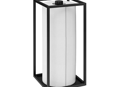 Sleek Modern Paper Towel Holder With Black Metal Frame And White Towels 3d model